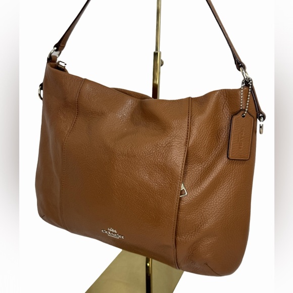 Coach Isabelle East/West Pebbled Leather Hobo Shoulder Bag Saddle Brown F35809 - Picture 1 of 10